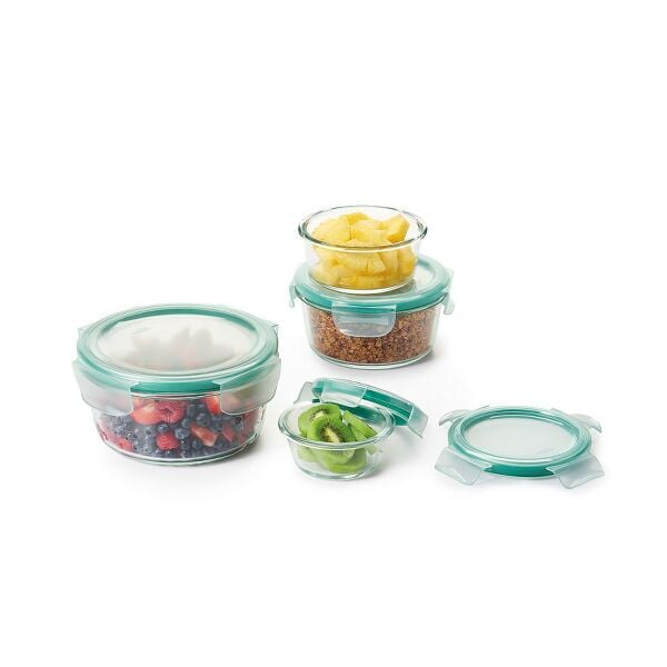 8 Piece Smart Seal Glass Round Container Set T3