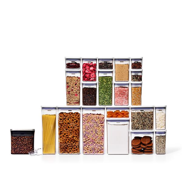 20-Piece POP Container Set & Steel Coffee POP Container (1.7 Qt) with Scoop Bundle A9