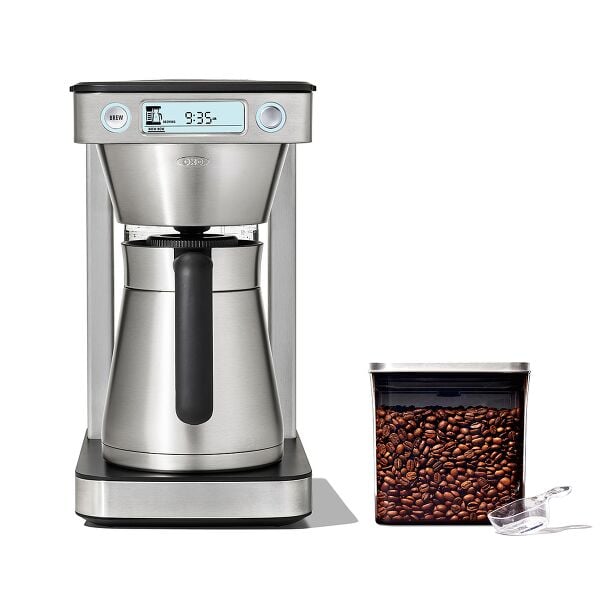 12-Cup Coffee Maker with Podless Single-Serve Function & Steel Coffee POP Container (1.7 Qt) with Scoop Bundle W2