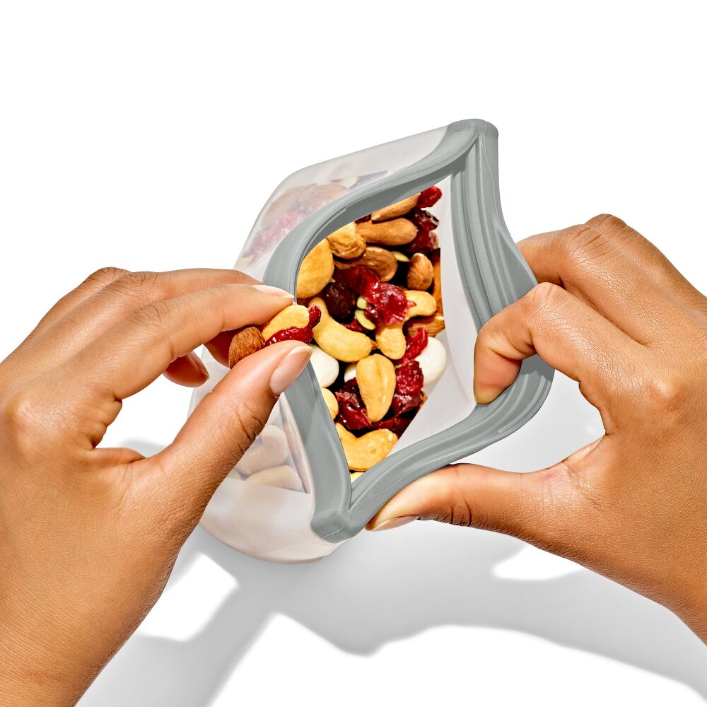 Silicone Reusable Bag Stand-Up Snack (12 oz) - Fog I8