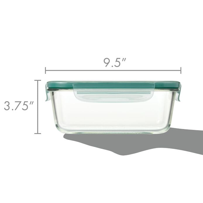 Smart Seal 8 Cup Glass Rectangle Container - Teal A8