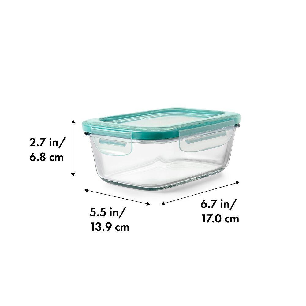 Smart Seal 3.5 Cup Glass Rectangle Container - Teal T3