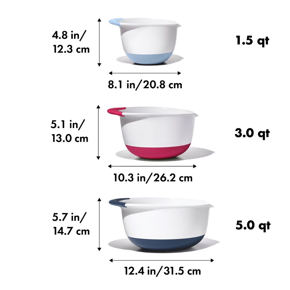 3 Piece Mixing Bowl Set New Colored Handles H6