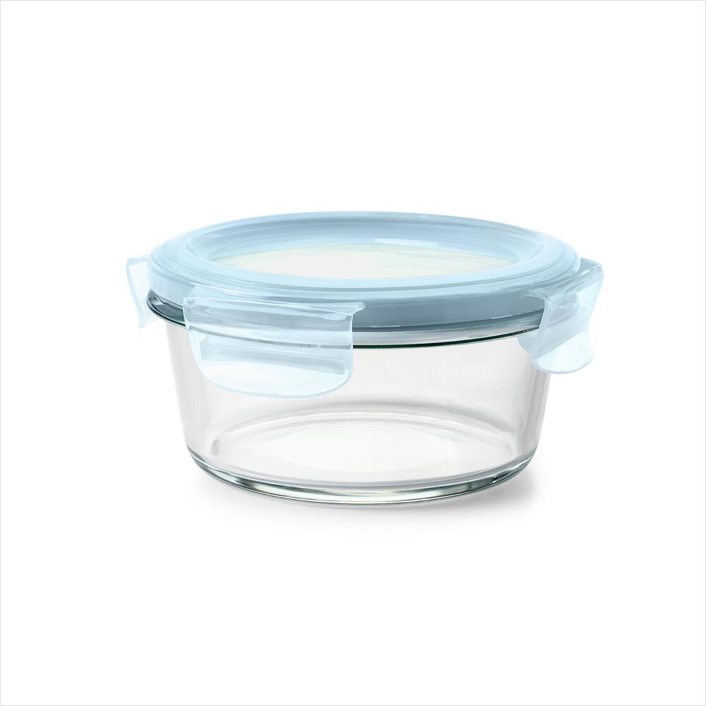Smart Seal 2-Cup Glass Round Container - Arctic Blue V0