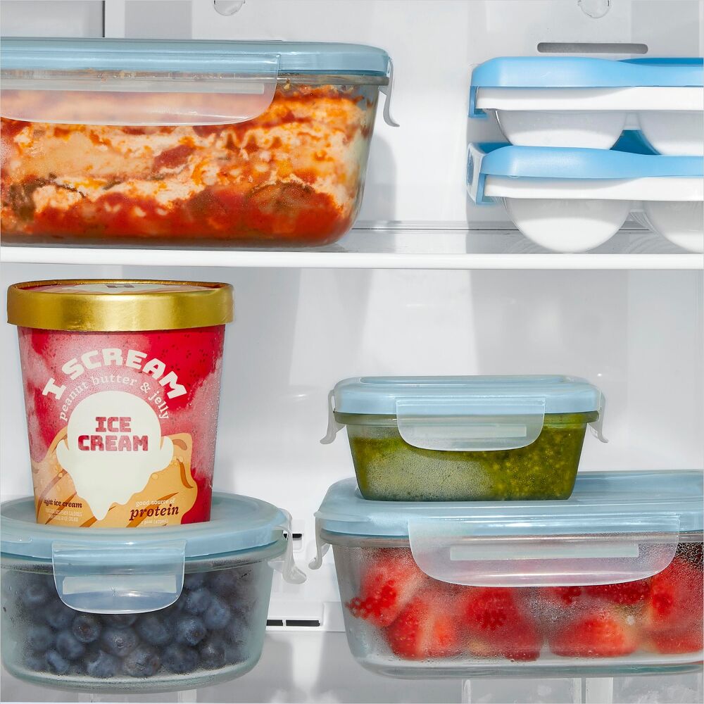 Smart Seal 2-Cup Glass Round Container - Arctic Blue V0