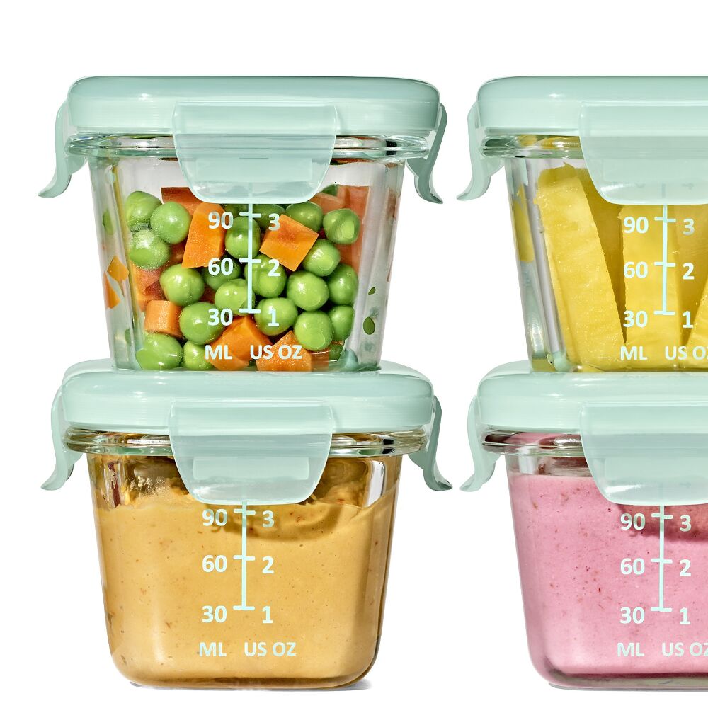 Glass Baby Blocks Food Storage Containers (4 oz) - Opal D6