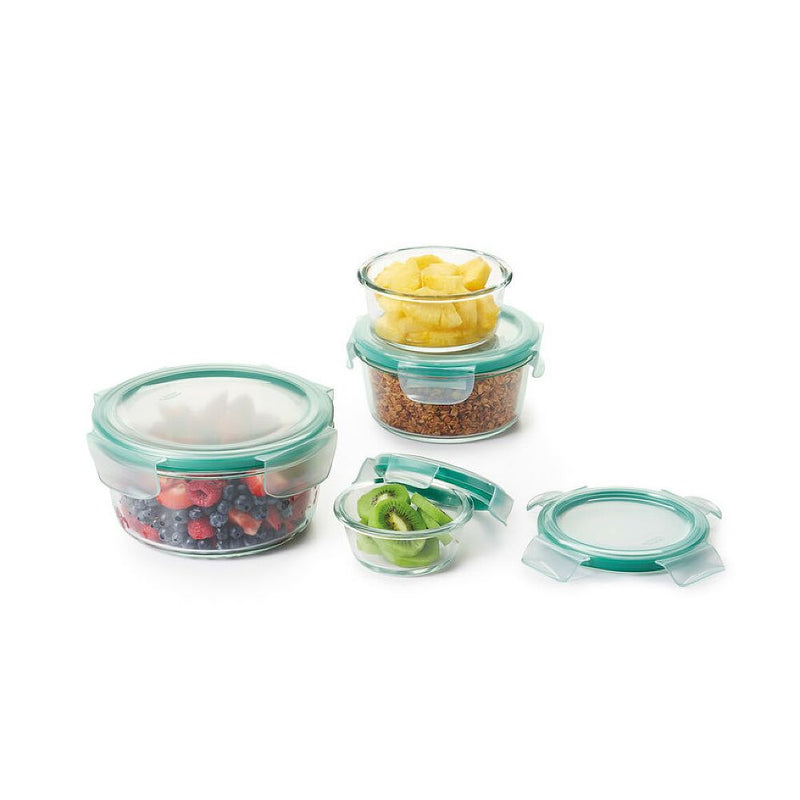 8 Piece Smart Seal Glass Round Container Set T3