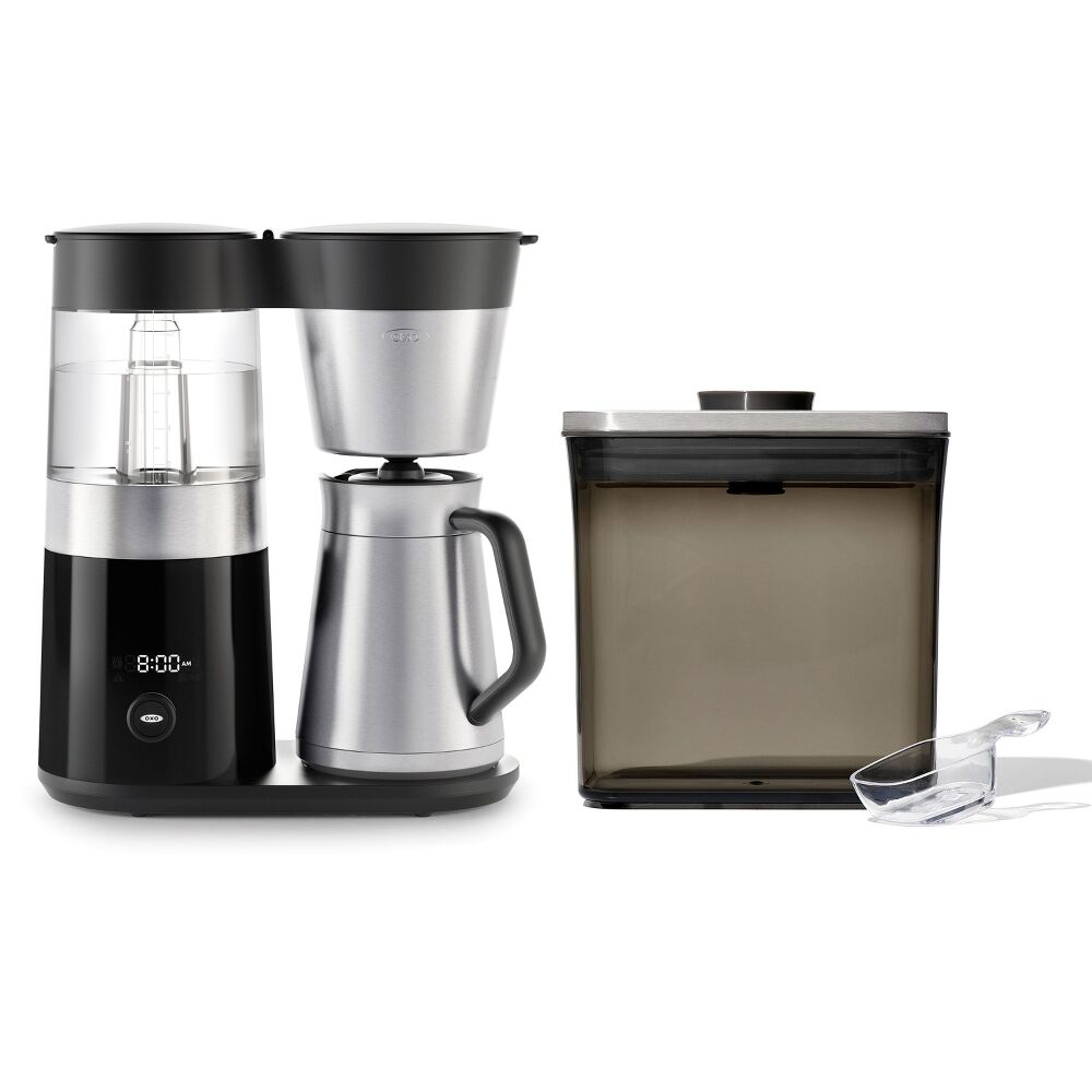 9-Cup Coffee Maker & Steel Coffee POP Container (1.7 Qt) with Scoop Bundle J0