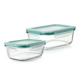 8 Cup Smart Seal Glass Rectangle Container & 3.5 Cup Smart Seal Glass Rectangle Container Bundle C2