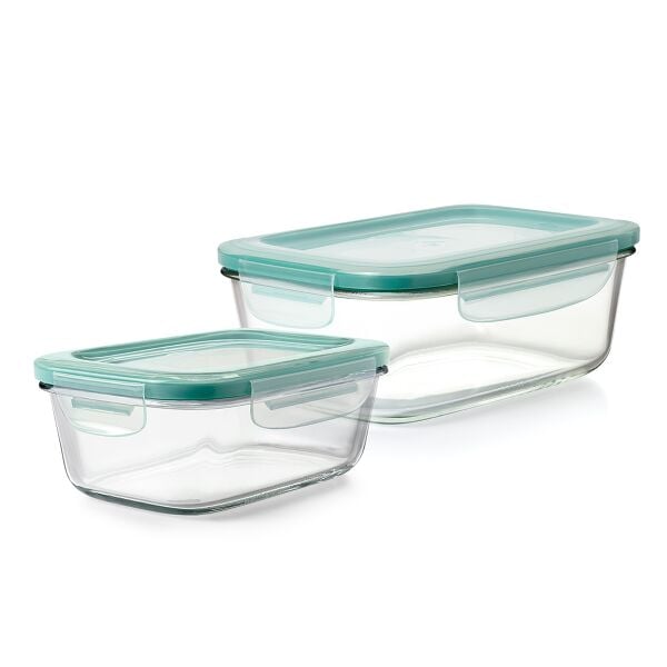 8 Cup Smart Seal Glass Rectangle Container & 3.5 Cup Smart Seal Glass Rectangle Container Bundle C2