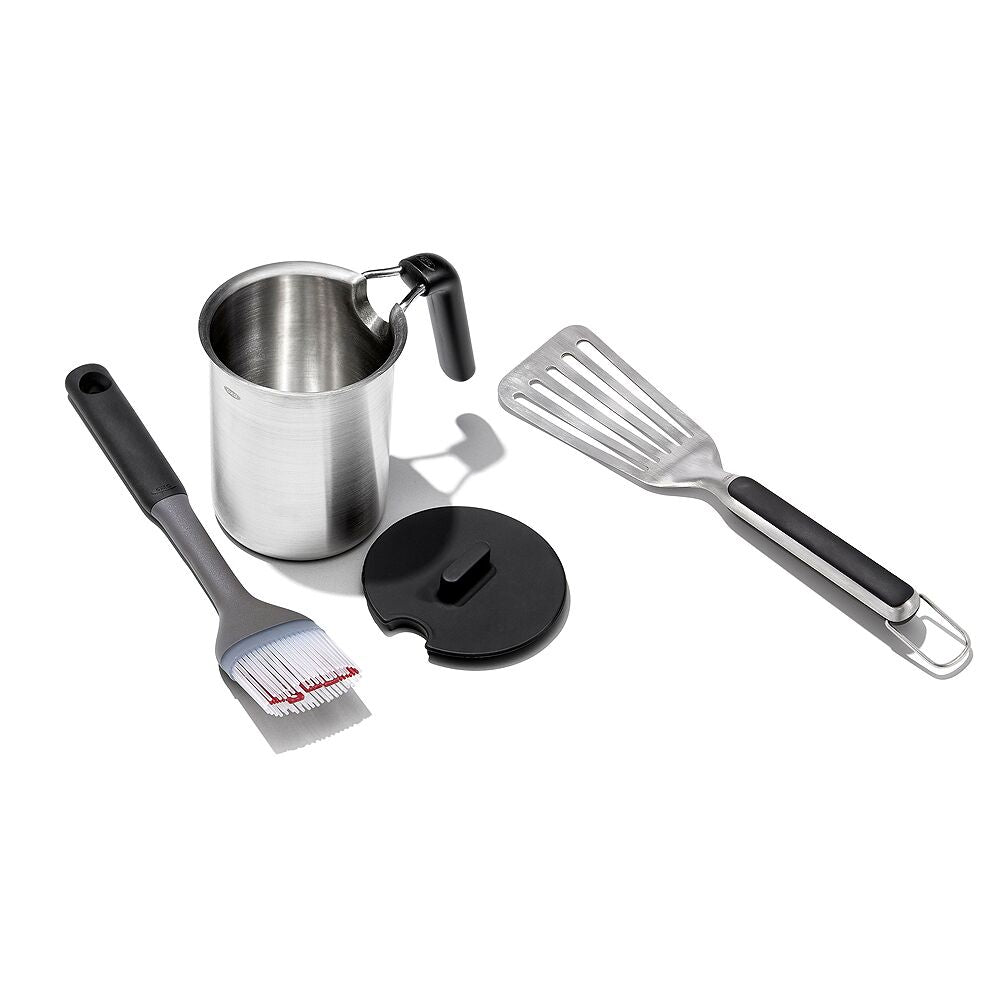 Grilling Basting Pot and Brush Set & Grilling Precision Turner Bundle E3
