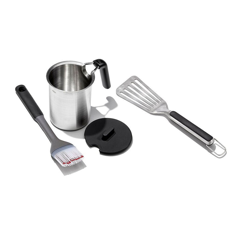 Grilling Basting Pot and Brush Set & Grilling Precision Turner Bundle E3