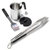 Grilling Basting Pot and Brush Set & Grilling Tongs with Built-In Bottle Opener Bundle F6