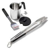 Grilling Basting Pot and Brush Set & Grilling Tongs with Built-In Bottle Opener Bundle F6