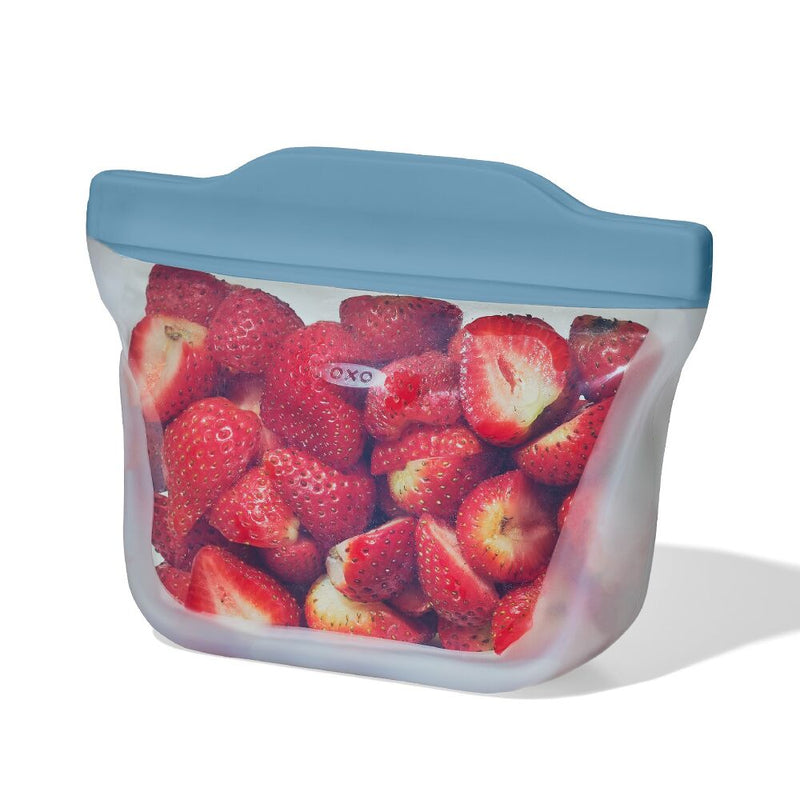 Silicone Reusable Bag  Stand-Up Snack (12 oz) - Ocean Blue C1