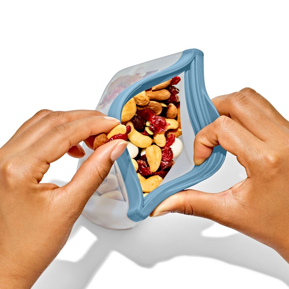 Silicone Reusable Bag  Stand-Up Snack (12 oz) - Ocean Blue C1