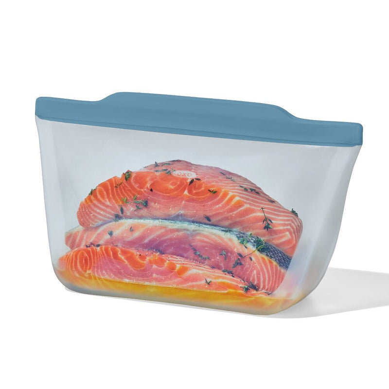 Silicone Reusable Bag  Stand-Up Half Gallon (64 oz) - Ocean Blue M9