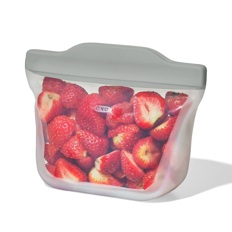 Silicone Reusable Bag  Stand-Up Snack (12 oz) - Fog I8