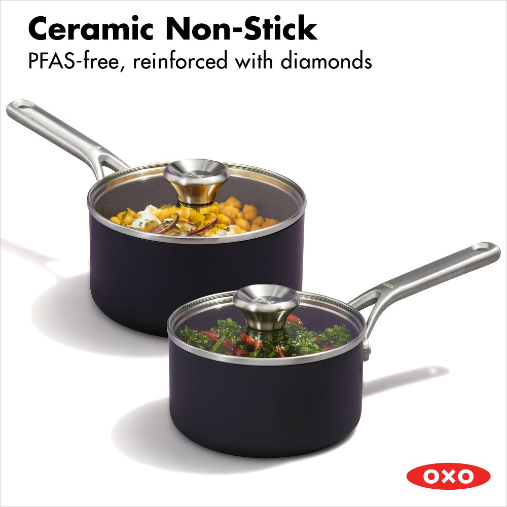 Ceramic Professional Non-Stick 4-Piece Saucepan Set (1.7 Qt & 2.3 Qt) L4