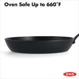 OXO Carbon Steel Obsidian Series 12-Inch Frypan with Silicone Sleeve Y8