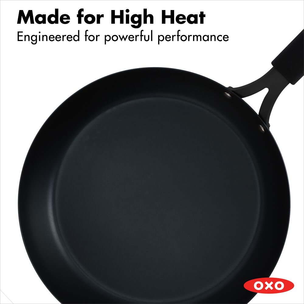 OXO Carbon Steel Obsidian Series 12-Inch Frypan with Silicone Sleeve Y8