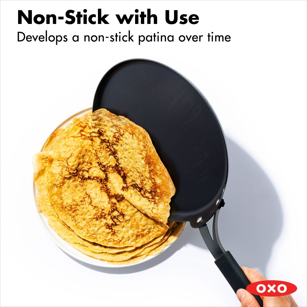 Obsidian Carbon Steel 10-Inch Crêpe Pan with Silicone Sleeve S9