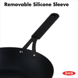 Carbon Steel Obsidian Series 12-Inch Wok with Silicone Sleeve J2
