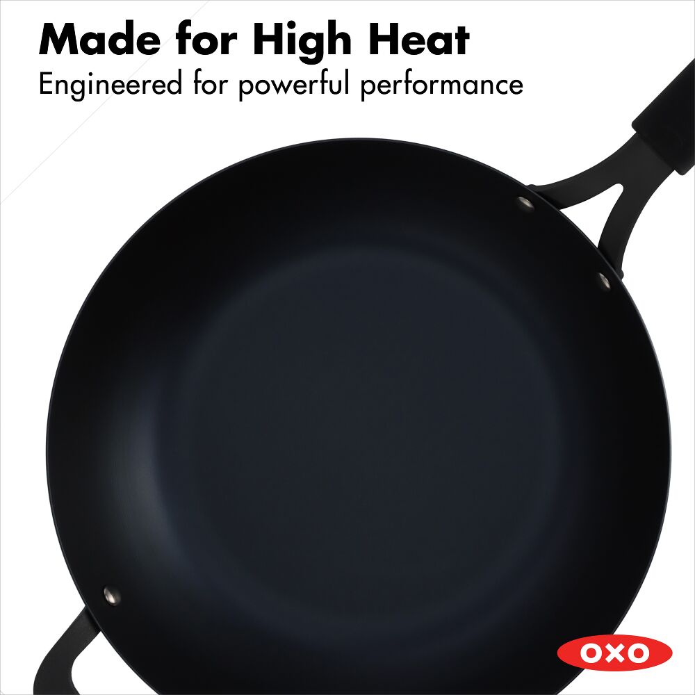 Carbon Steel Obsidian Series 12-Inch Wok with Silicone Sleeve J2