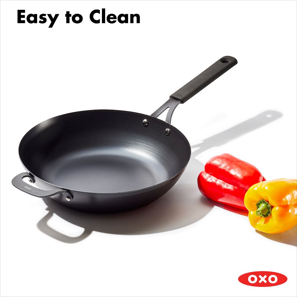 Carbon Steel Obsidian Series 12-Inch Wok with Silicone Sleeve P4