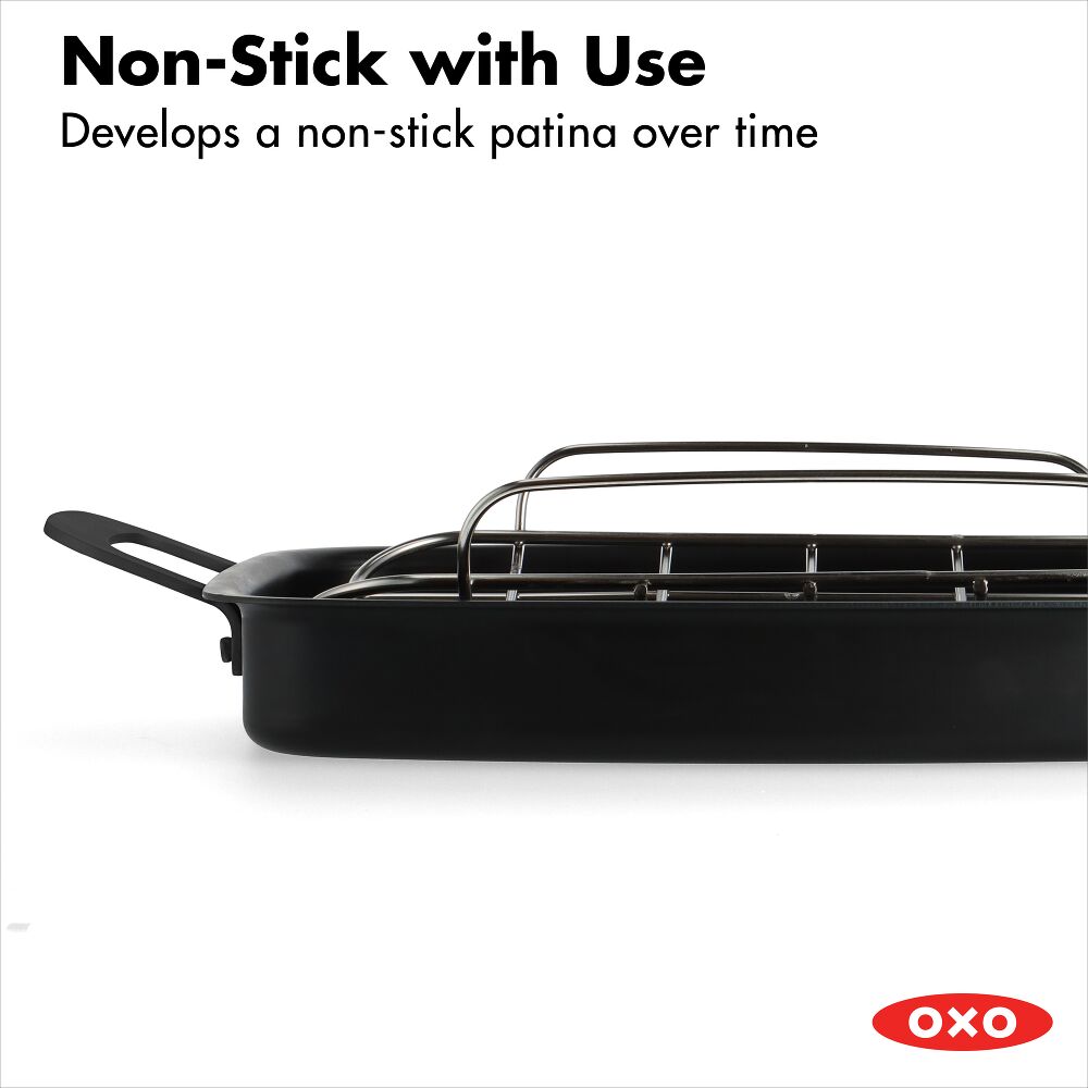 Carbon Steel Obsidian Series Roaster with Rack X4