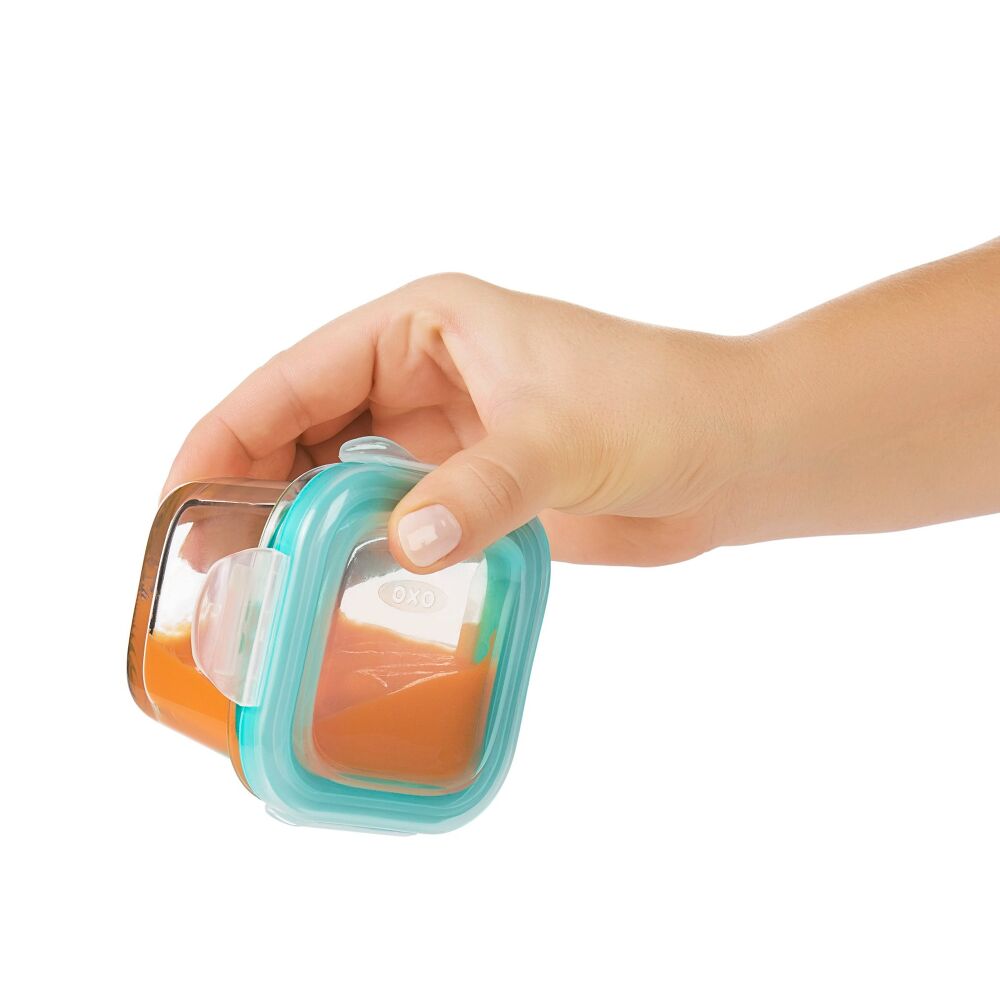 Baby Blocks Glass Food Storage Containers 4 Oz - Tot Teal W9