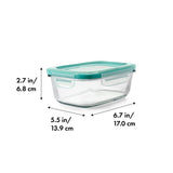 Smart Seal 3.5 Cup Glass Rectangle Container - Teal T3