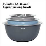 3-Piece Stainless Steel Mixing Bowl Set - Blue/Gray B5