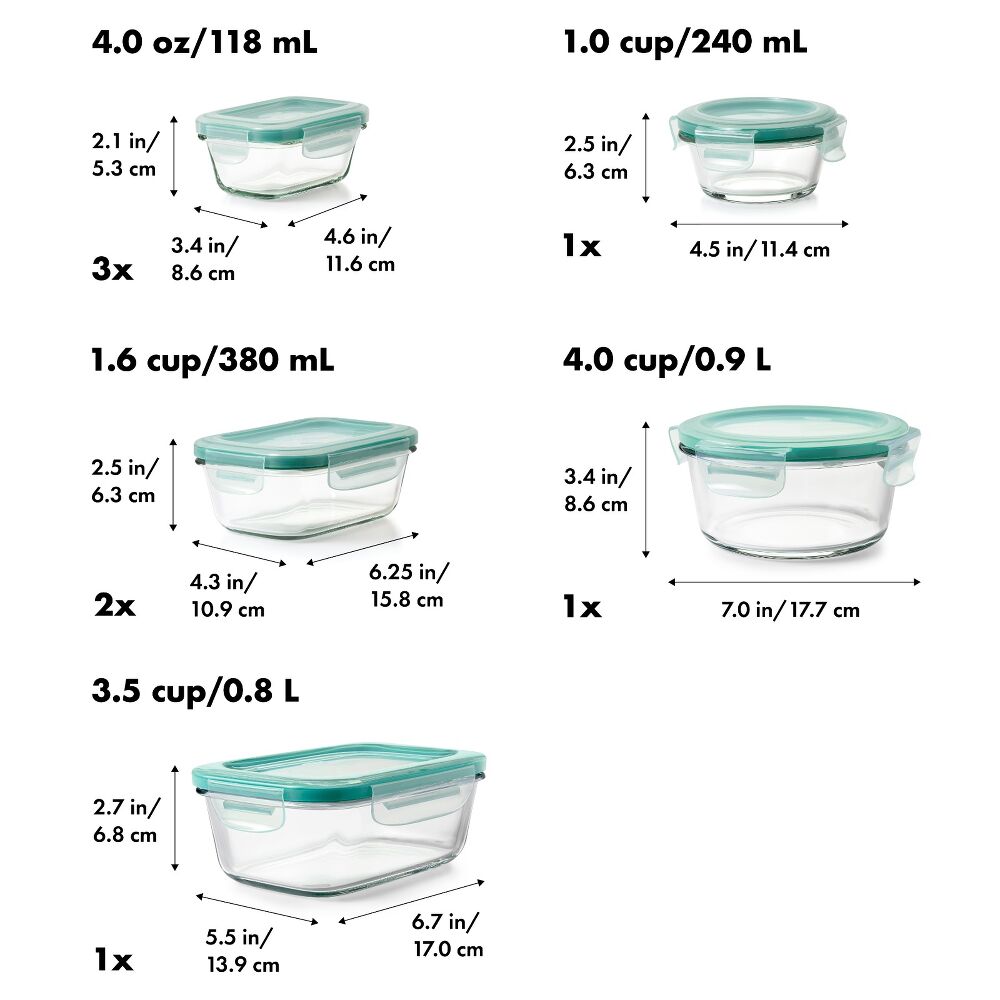16 Piece Glass Smart Seal Everyday Container Set D1