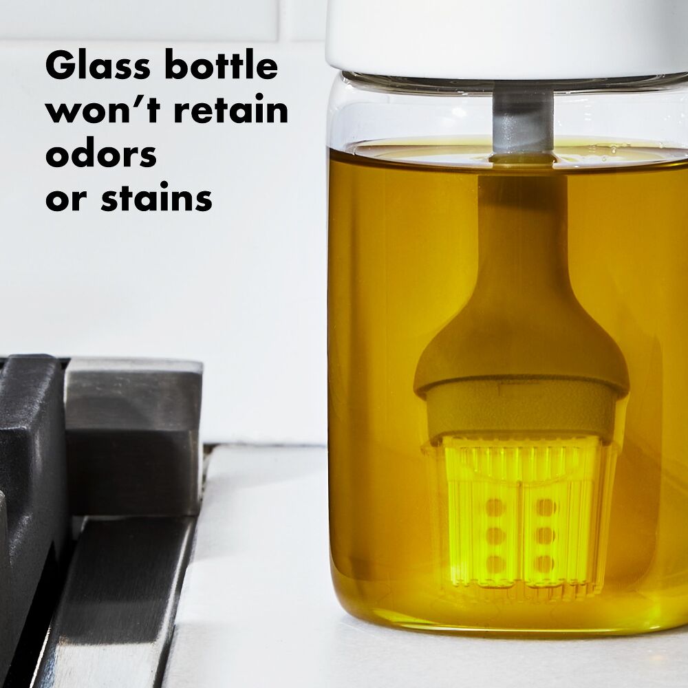Glass Oil Bottle and Silicone Brush Set O2