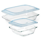 Glass Baking Dish with Lid (2.0 Qt) and Glass Baking Dish with Lid (3.0 Qt) Bundle J6