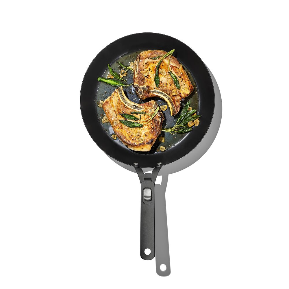 Outdoor 12-inch Carbon Steel Pan with Removable Handle T7