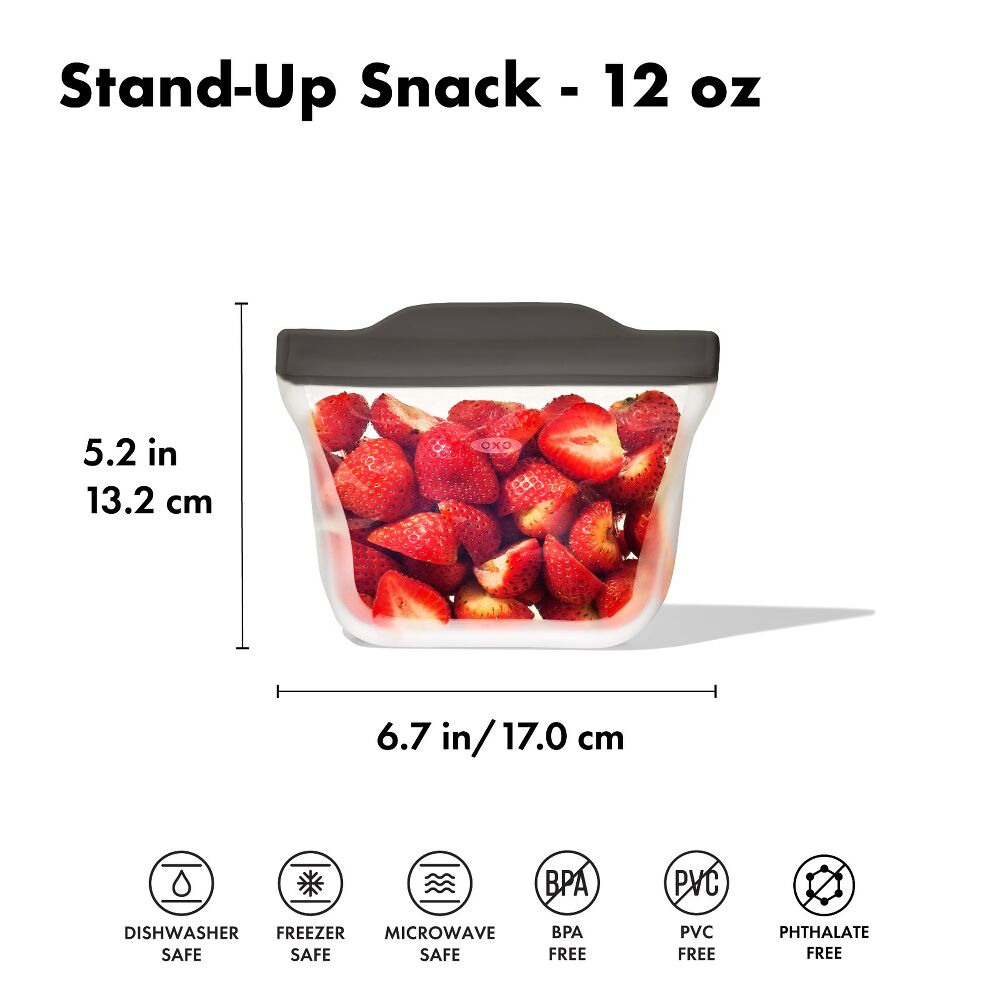 Outdoor Silicone Reusable Stand Up Snack Bag (12 oz) K3