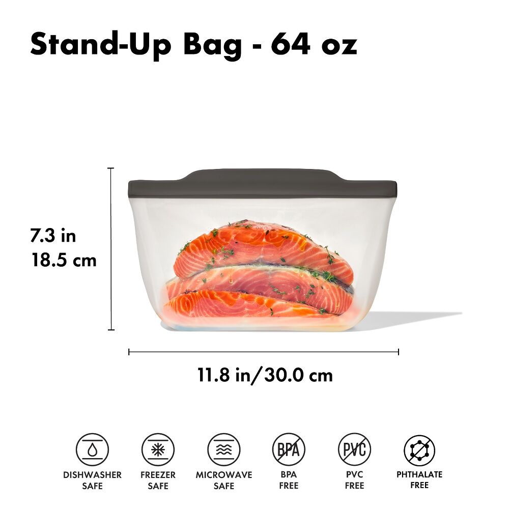 Outdoor Silicone Reusable Stand Up Bag Half Gallon (64 oz) V6