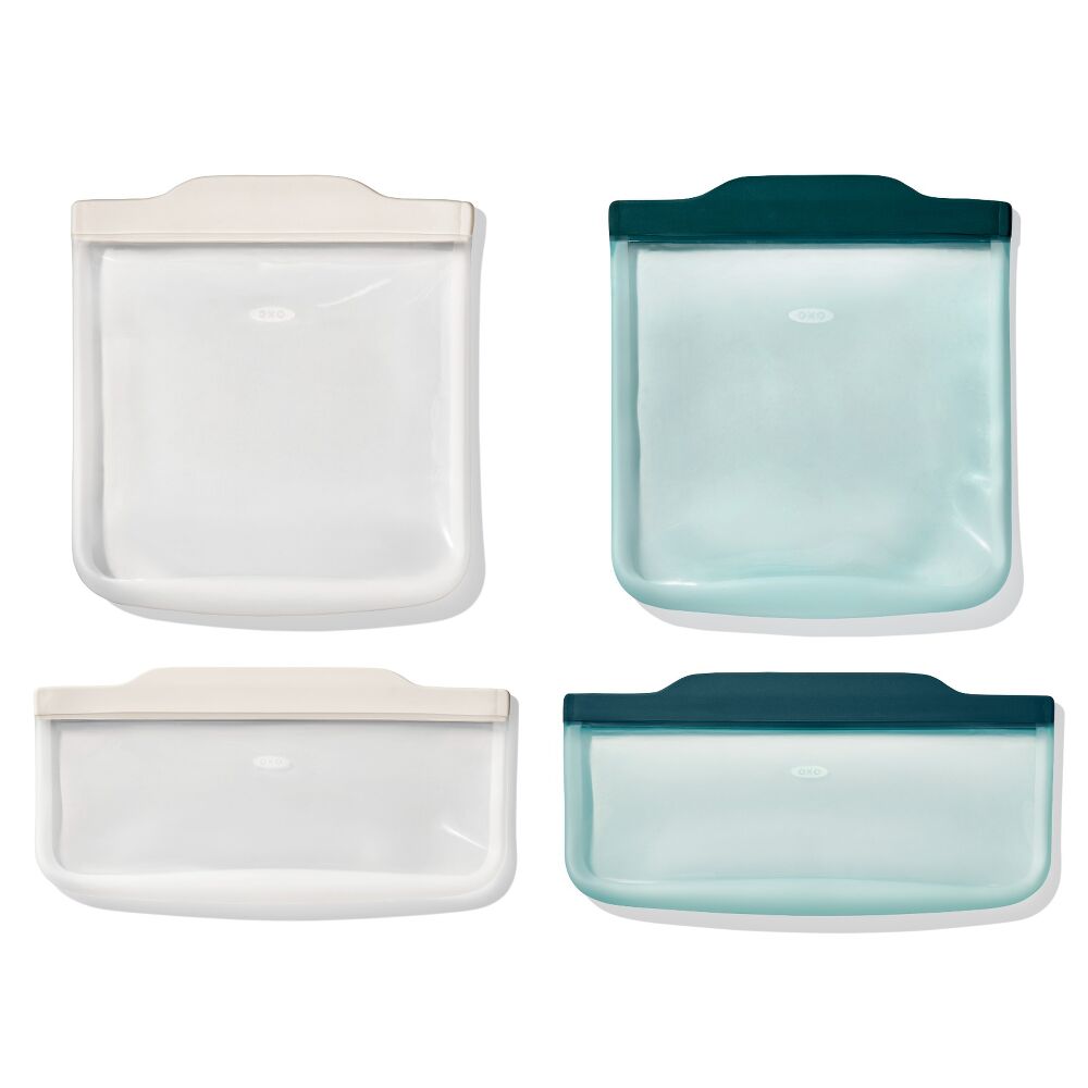 Silicone Reusable Bag -  4 Piece Lunch Set - Oat/Lagoon L2