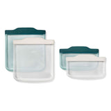 Silicone Reusable Bag -  4 Piece Lunch Set - Oat/Lagoon L2