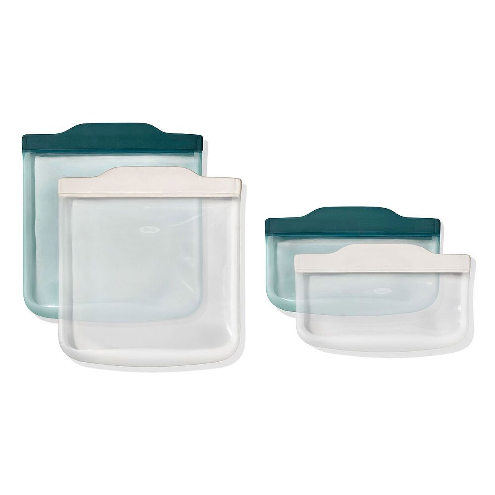 Silicone Reusable Bag -  4 Piece Lunch Set - Oat/Lagoon P0