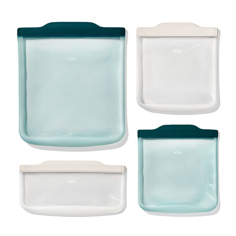 Silicone Reusable Bag - 4 Piece Starter Set - Oat/Lagoon L5