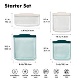 Silicone Reusable Bag - 4 Piece Starter Set - Oat/Lagoon L5