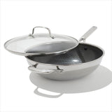 Trident Hybrid Non-Stick Stainless Steel 5 Qt Wok with Lid D5