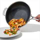Trident Hybrid Non-Stick Stainless Steel 5 Qt Wok with Lid D5