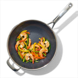 Trident Hybrid Non-Stick Stainless Steel 5 Qt Wok with Lid D5