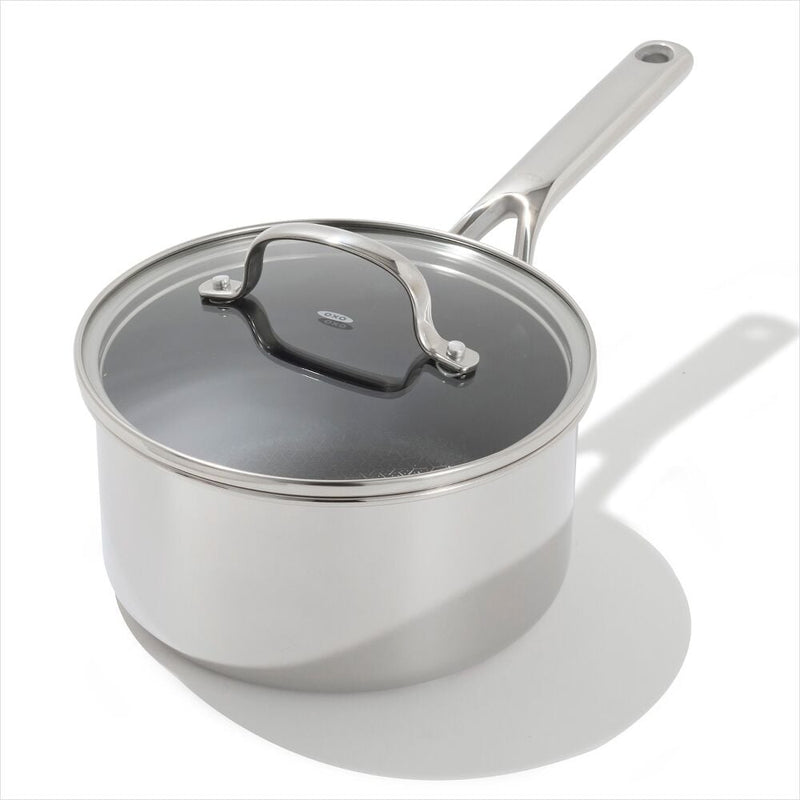 Trident Hybrid Non-Stick Stainless Steel 2.5 Qt Saucepan with Lid J7