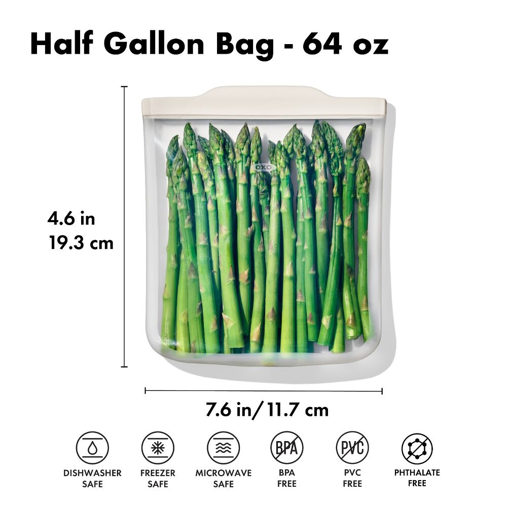 Silicone Reusable Bag - Half Gallon Bag (64 oz) - Oat Q1