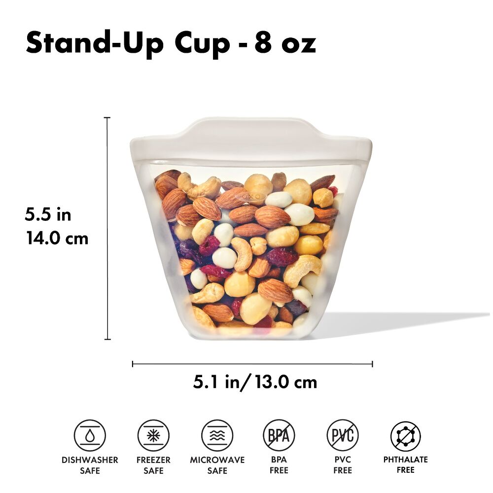 Silicone Reusable Bag - Stand-Up Cup (8 oz) - Oat I6